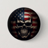 Amerikaanse Vlag Schedel Ronde Button 5,7 Cm (Voorkant)