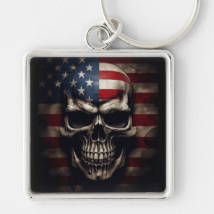 Amerikaanse Vlag Schedel Sleutelhanger