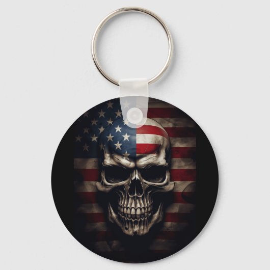 Amerikaanse Vlag Schedel Sleutelhanger (Voorkant)