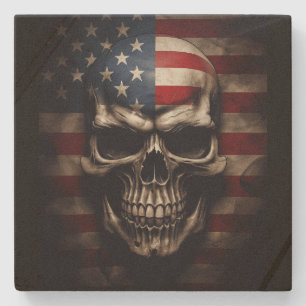 Amerikaanse Vlag Schedel Stenen Onderzetter