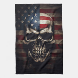 Amerikaanse Vlag Schedel  Theedoek