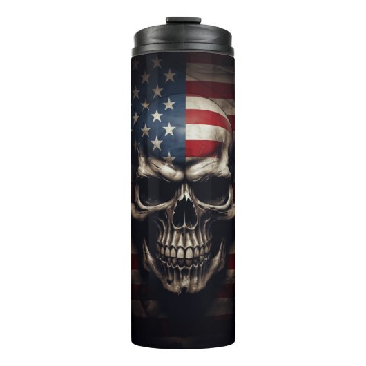 Amerikaanse Vlag Schedel Thermosbeker (Voorkant)