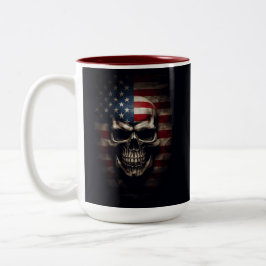 Amerikaanse Vlag Schedel Tweekleurige Koffiemok
