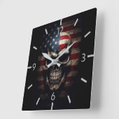 Amerikaanse Vlag Schedel Vierkante Klok (Hoek)