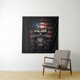 Amerikaanse Vlag Schedel Wandkleed
