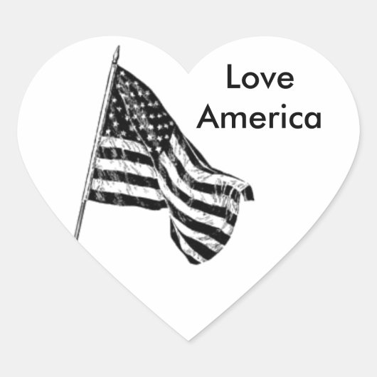Amerikaanse Vlag Schets Aangepaste Hart Sticker (Voorkant)