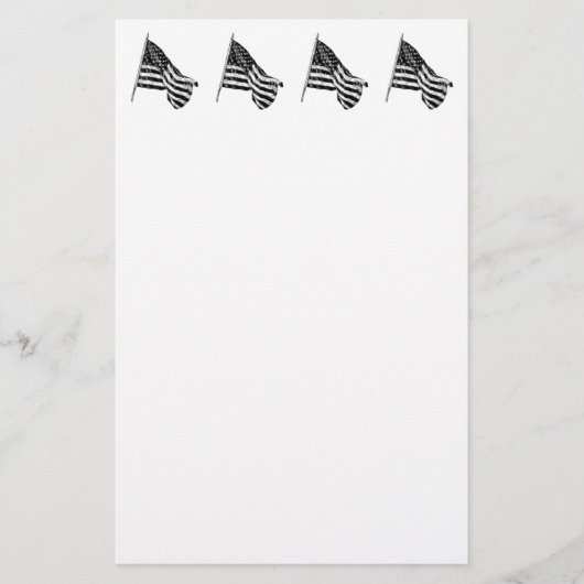 Amerikaanse Vlag Schets Wit Briefpapier (Voorkant)