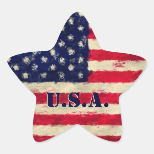 Amerikaanse vlag schilderij Art Style Vlag Sticker