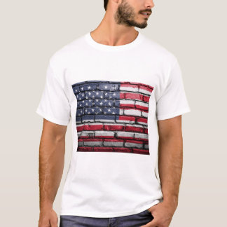 Amerikaanse vlag schilderij op een muur t-shirt