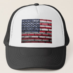 Amerikaanse vlag schilderij op een muur trucker pet