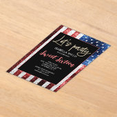 Amerikaanse vlag schittert Sweet 16 Birthday Lets- Acryl Uitnodigingen (Laagn)