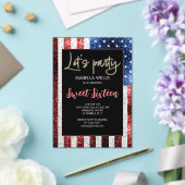 Amerikaanse vlag schittert Sweet 16 Birthday Lets- Acryl Uitnodigingen (Insitu (Huwelijk))