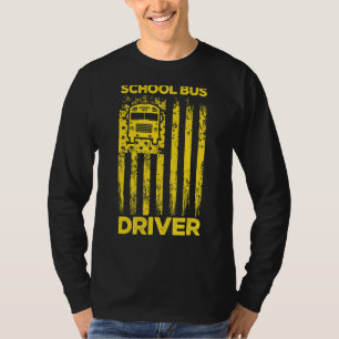 Amerikaanse vlag school bus chauffeur student open t-shirt