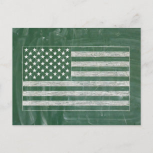 Amerikaanse vlag schoolbord kunst (Tekening nr. 2) Briefkaart