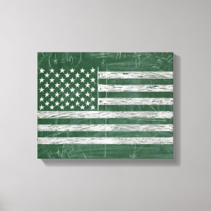 Amerikaanse vlag schoolbord kunst (Tekening nr. 3) Canvas Afdruk