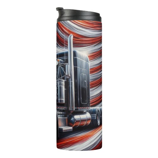 Amerikaanse vlag semi-vrachtwagen illustratie thermosbeker (Geroteerd rechts)