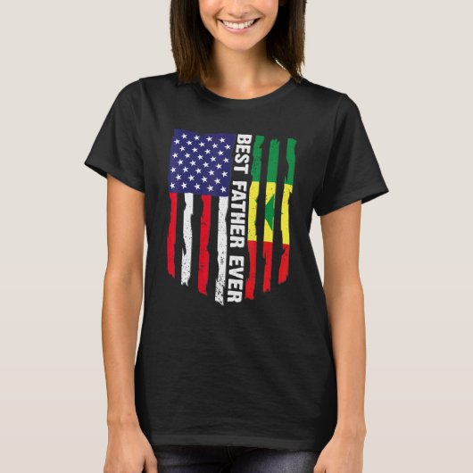 Amerikaanse vlag & Senegal vlag beste vader ooit f T-shirt (Voorkant)