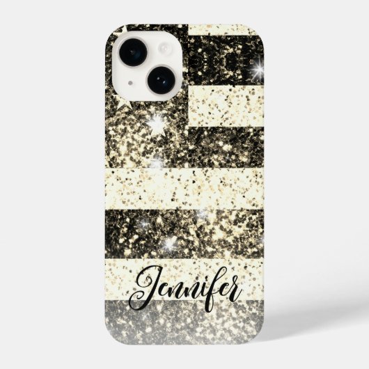 Amerikaanse vlag Sepia gold America faux spargel J iPhone Hoesje (Achterkant)