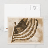 Amerikaanse vlag Sepia Patriotic Briefkaart (Voorkant / Achterkant)