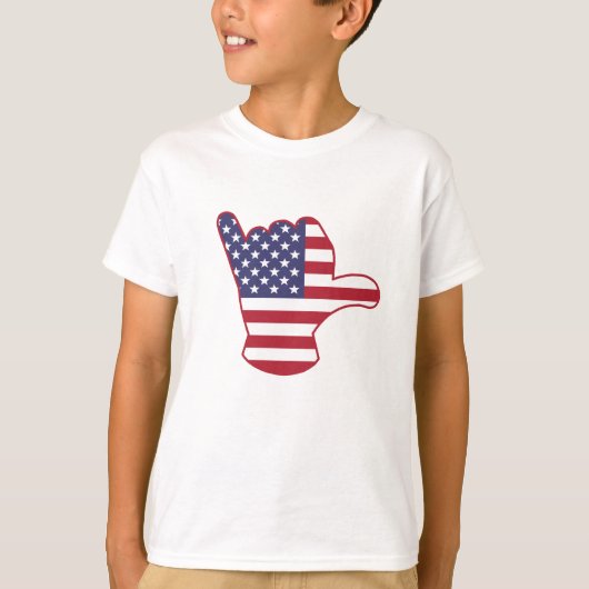 Amerikaanse vlag Shaka teken T-shirt (Voorkant)