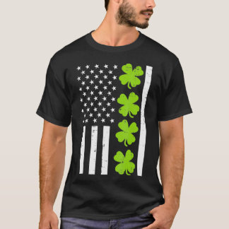 Amerikaanse vlag Shamrock Clover St Patricks Day T-shirt