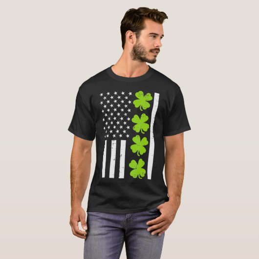 Amerikaanse vlag Shamrock Clover St Patricks Day T-shirt (Voorkant volledig)