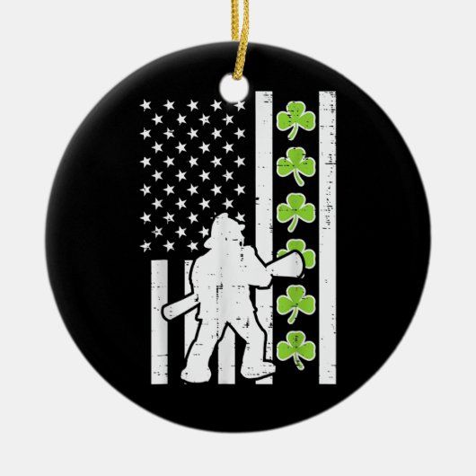Amerikaanse vlag Shamrock Firefighter St Patricks  Keramisch Ornament (Voorkant)