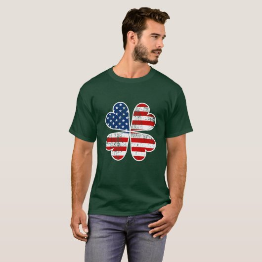 Amerikaanse vlag Shamrock Ierse vlag St Patrick Da T-shirt (Voorkant volledig)