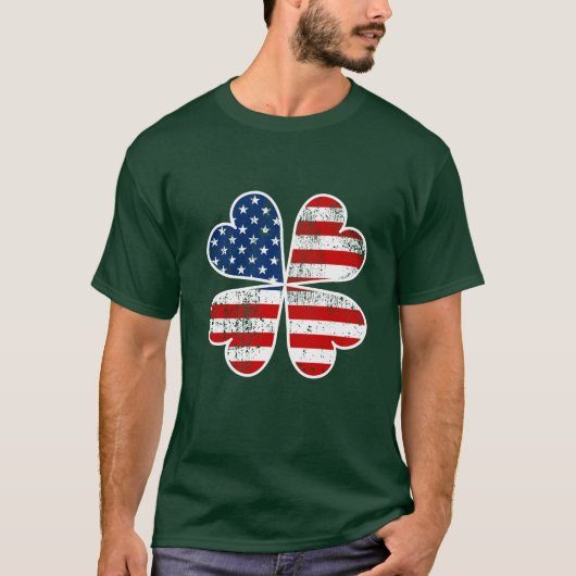 Amerikaanse vlag Shamrock Ierse vlag St Patrick Da T-shirt (Voorkant)