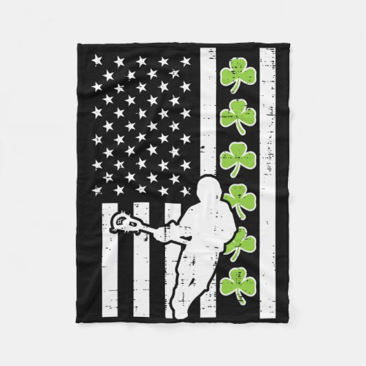 Amerikaanse vlag Shamrock Lacrosse  Lax St Patrick Fleece Deken (Voorkant)