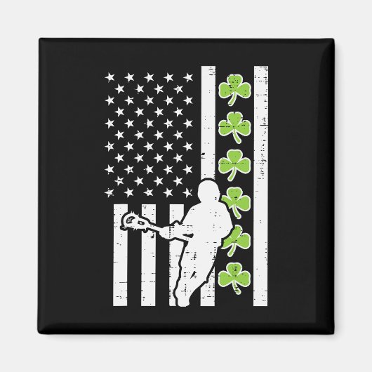 Amerikaanse vlag Shamrock Lacrosse Lax St Patrick Magneet (Voorkant)