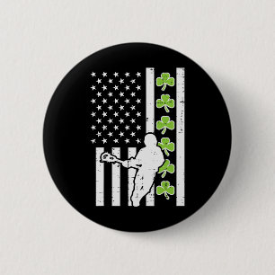 Amerikaanse vlag Shamrock Lacrosse  Lax St Patrick Ronde Button 5,7 Cm