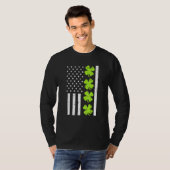 Amerikaanse vlag Shamrock St Patricks Day Mannen W T-shirt (Voorkant volledig)