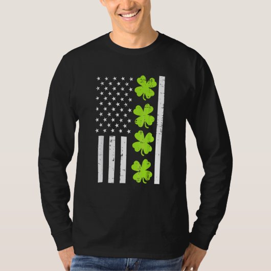 Amerikaanse vlag Shamrock St Patricks Day Mannen W T-shirt (Voorkant)