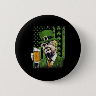 Amerikaanse Vlag Shamrocks Iers Trump St. Patrick' Ronde Button 5,7 Cm