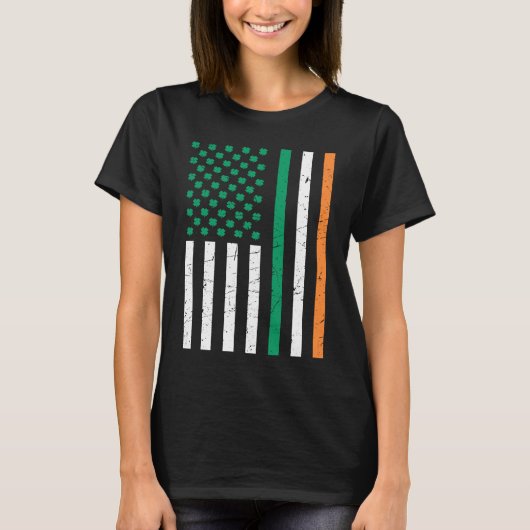 Amerikaanse vlag Shamrocks Irland Flag St Patrick' T-shirt (Voorkant)