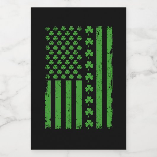 Amerikaanse vlag Shamrocks St Patricks dag Wijn Etiket (Enkel label)