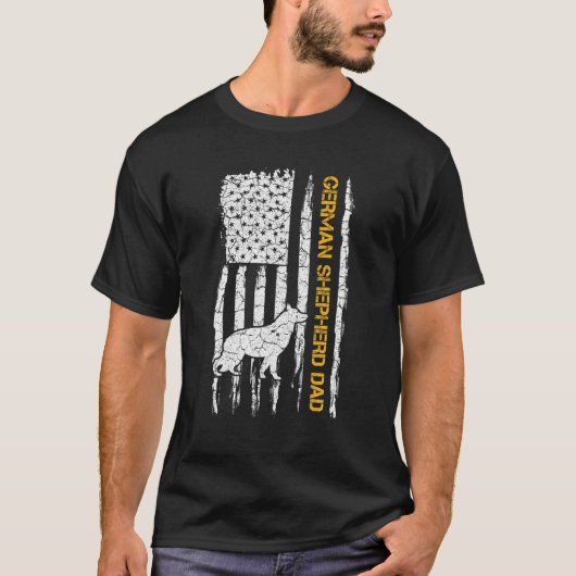  Amerikaanse vlag: Shepherd Dog Dad T-shirt (Voorkant)