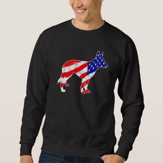 Amerikaanse vlag: Shepherd Patriotic Dog Dad do Trui (Voorkant)