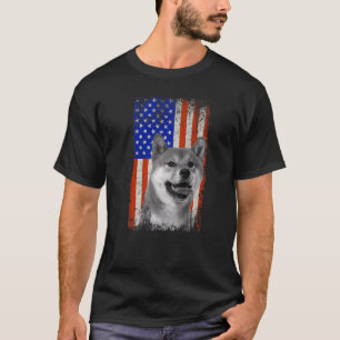-Amerikaanse vlag Shiba Inu Dog Dad mam Puppy T-shirt