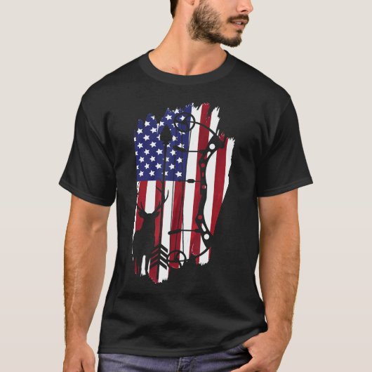 Amerikaanse vlag Shirt Bow Arrow Deer Pat (Voorkant)