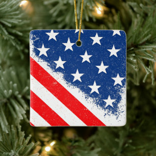 Amerikaanse vlag Shirt USA Patriottische Star Stri Keramisch Ornament