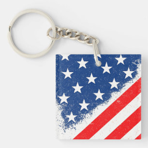 Amerikaanse vlag Shirt USA Patriottische Star Stri Sleutelhanger