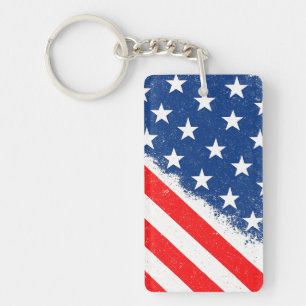 Amerikaanse vlag Shirt USA Patriottische Star Stri Sleutelhanger