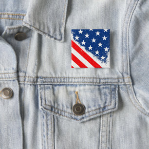 Amerikaanse vlag Shirt USA Patriottische Star Stri Vierkante Button 5,1 Cm