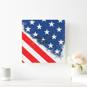 Amerikaanse vlag Shirt USA Patriottische Star Stri Vierkante Klok