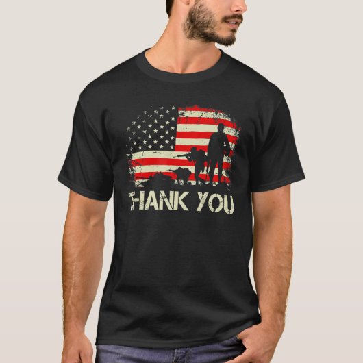 Amerikaanse vlag Shirten Dank jullie veteranen T-shirt (Voorkant)