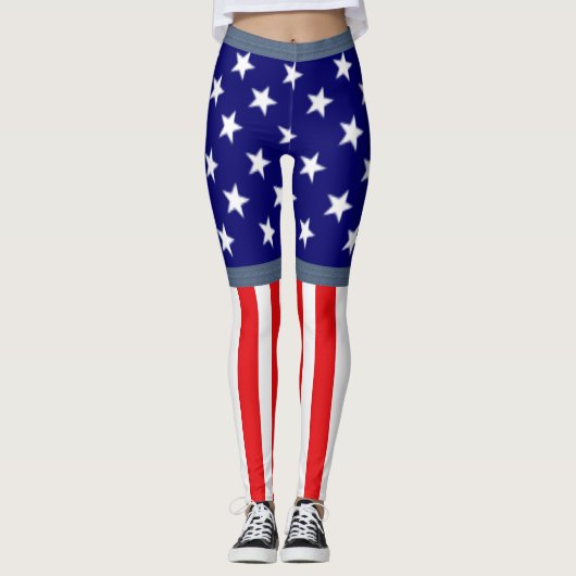 Amerikaanse Vlag Shorts Leggings (Voorkant)