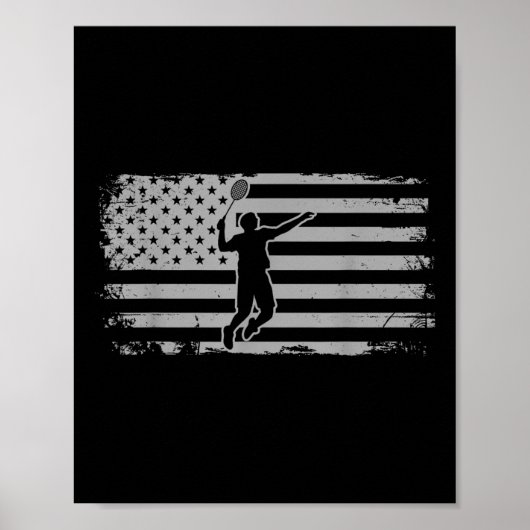Amerikaanse Vlag Shuttle Badminton Poster (Voorkant)