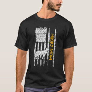  Amerikaanse vlag Siberian Husky Dog mama S T-shirt
